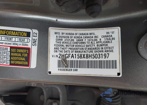 2008 Honda Civic Ex из США, поврежденный, VIN 2HGFA158X8H503197